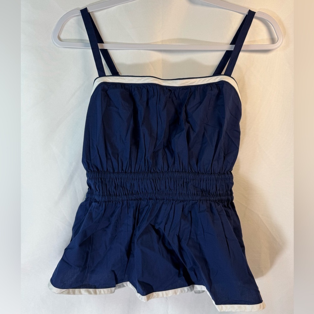 J. Crew Strappy Shirred Top Antique Navy 2